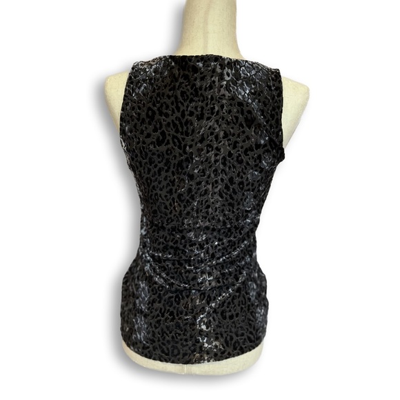 NWT White House Black Market Velvet Cheetah V-neck Sleeveless Shirt - Picture 3 of 4